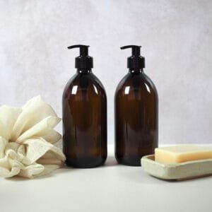 Amber Glass Soap Bottles Set