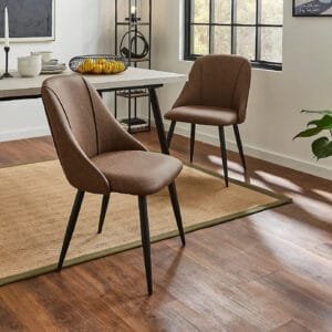 Luna Set of 2 Dining Chairs Brown Faux